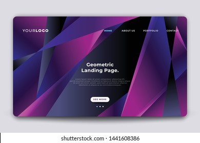 Abstract polygonal landing page template, Virtual reality concept, Web page design templates, Modern vector concept design for internet marketing template.