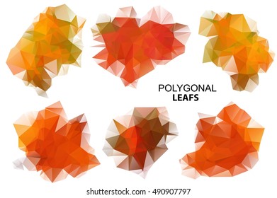 Abstract polygonal leafs.Vector illustration of abstract background for design.Triangular low poly style. Template for poster.