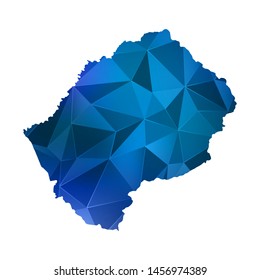 Abstract polygonal Lesotho map. Vector low poly color blue map geometric shape texture. Vector illustration.