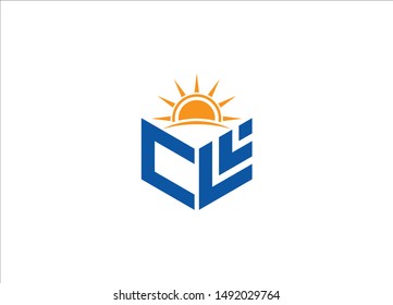 Abstract polygonal letter Logo, Text logo, Polygonal letter with sun Logo sing and Symbol