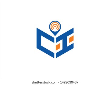 Abstract polygonal letter Logo, Text logo, Polygonal letter with Location Logo sing and Symbol