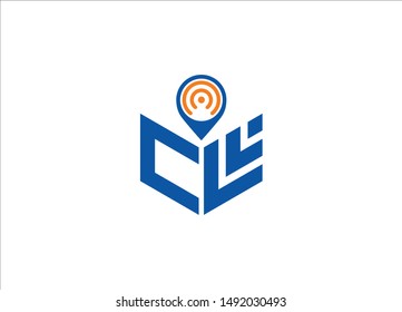 Abstract polygonal letter Logo, Text logo, Polygonal letter with Location Logo sing and Symbol