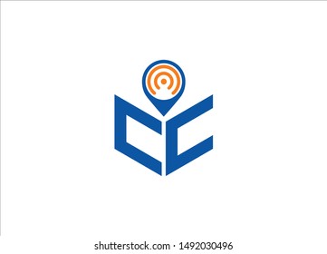 Abstract polygonal letter Logo, Text logo, Polygonal letter with Location Logo sing and Symbol
