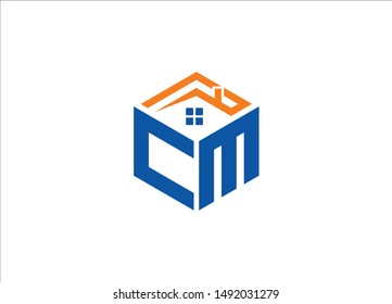 Abstract polygonal letter Logo, Text logo, Polygonal letter with Home Logo sing and Symbol