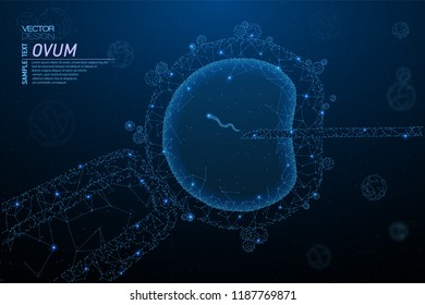 Abstract polygonal light of cell injection. Business wireframe mesh spheres from flying debris. Cell injection concept. Blue structure style vector illustration with geometry triangles.