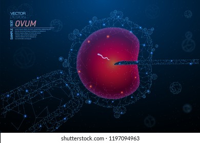 Abstract polygonal light of cell injection. Business wireframe mesh spheres from flying debris. Cell injection concept. Blue structure style vector illustration with geometry triangles.
