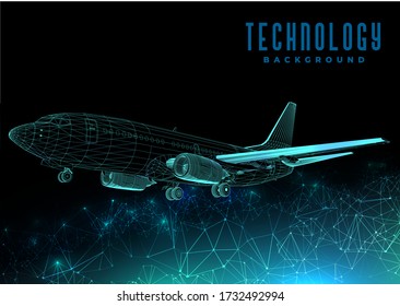 Abstract polygonal light commercial airliner