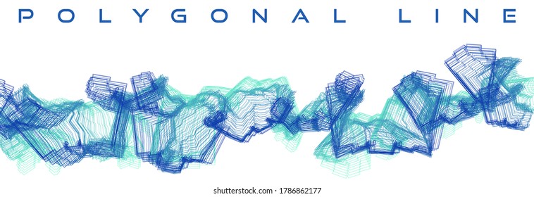 Abstract polygonal lines with color transition from blue to turquoise on white background. Vector graphics
