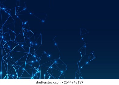 Abstract polygonal lines with digital code. Glittering star dust lights. Polygonal futuristic style. Graphic concept for your design