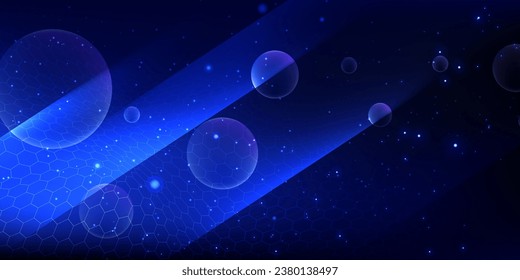 ondas de líneas poligonales abstractas y formas dinámicas geométricas compuestas sobre el fondo azul.