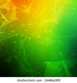 Abstract polygonal low poly dark background with connecting dots and lines. Connection structure. Vector science background. Polygonal vector background. Futuristic HUD background.
