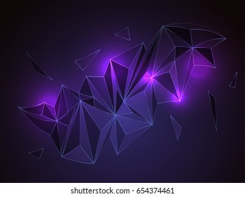 Abstrakte polygonale oder Low-Poly-Formen mit Neonlicht-Effekt.
