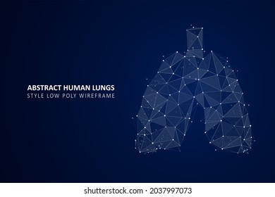 Abstract polygonal lungs. Triangles with connecting dots and lines. Polygonal futuristic style. Graphic concept for your design