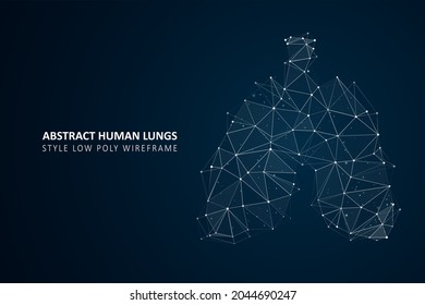 Abstract polygonal lungs. Triangles with connecting dots and lines. Polygonal futuristic style. Graphic concept for your design
