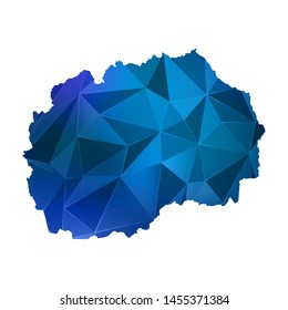 Abstract polygonal Macedonia map. Vector low poly blue color map geometric shape texture. Vector illustration.