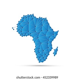 Abstract Polygonal Map of Africa with Digital Network Connections - Minimal Modern Style Technology Background, Creative Design Illustration Template