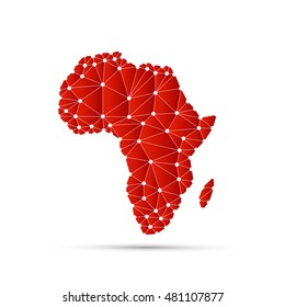 Resumen Mapa poligonal de África con conexiones de red digital - Fondo tecnológico de estilo moderno mínimo, plantilla de ilustración de diseño creativo