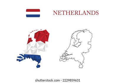 abstract polygonal map of netherlands