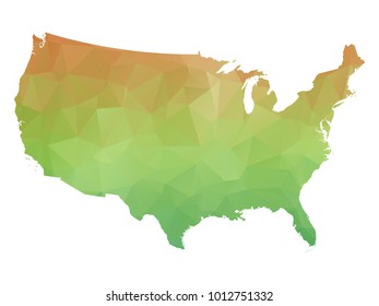 Abstract Polygonal Map - Vector illustration Low Poly Colorful map of USA on white background. Vector illustration eps10.