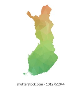Abstract Polygonal Map - Vector illustration Low Poly Colorful map of Finland on white background. Vector illustration eps10.