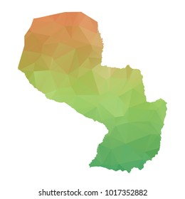 Abstract Polygonal Map - Vector illustration Low Poly Colorful map of Paraguay on white background. Vector illustration eps10.