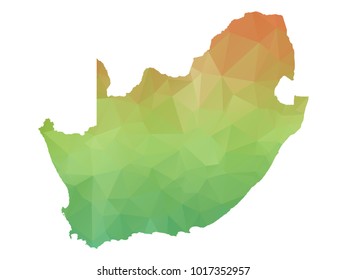Abstract Polygonal Map - Vector illustration Low Poly Colorful map of South Africa on white background. Vector illustration eps10.