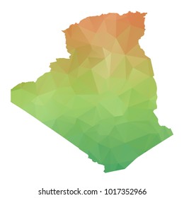 Abstract Polygonal Map - Vector illustration Low Poly Colorful map of Algeria on white background. Vector illustration eps10.