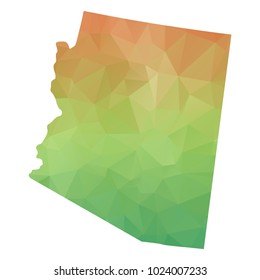 Abstract Polygonal Map - Vector illustration Low Poly Colorful map of Arizona on white background. Vector illustration eps10.