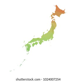 Abstract Polygonal Map - Vector illustration Low Poly Colorful map of Japan on white background. Vector illustration eps10.
