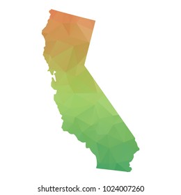 Abstract Polygonal Map - Vector illustration Low Poly Colorful map of California on white background. Vector illustration eps10.