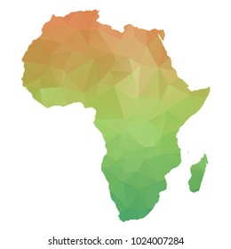 Abstract Polygonal Map - Vector illustration Low Poly Colorful map of Africa on white background. Vector illustration eps10.