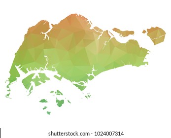 Abstract Polygonal Map - Vector illustration Low Poly Colorful map of Singapore on white background. Vector illustration eps10.