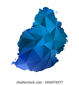 Abstract polygonal Mauritius map. Vector low poly color blue map geometric shape texture. Vector illustration.