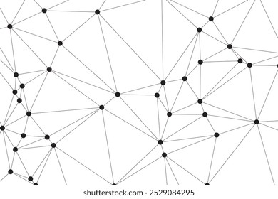 Abstract Polygonal Mesh with Black Nodes and Thin Lines, Creating a Minimalist Geometric Network Pattern