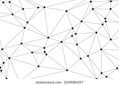 Abstract Polygonal Mesh with Black Nodes and Thin Lines, Creating a Minimalist Geometric Network Pattern