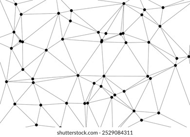 Abstract Polygonal Mesh with Black Nodes and Thin Lines, Creating a Minimalist Geometric Network Pattern