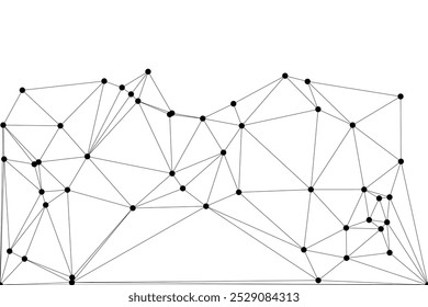 Abstract Polygonal Mesh with Black Nodes and Thin Lines, Creating a Minimalist Geometric Network Pattern