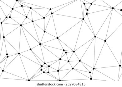 Abstract Polygonal Mesh with Black Nodes and Thin Lines, Creating a Minimalist Geometric Network Pattern