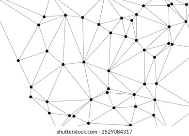 Malla poligonal Abstractas con nodos negros y líneas delgadas, creando un patrón de red geométrica minimalista