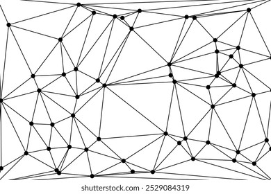 Malha poligonal abstrata com nós pretos e linhas finas, criando um padrão de rede geométrica minimalista