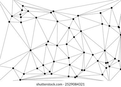 Abstract Polygonal Mesh with Black Nodes and Thin Lines, Creating a Minimalist Geometric Network Pattern