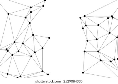 Abstraktes polygonales Netz mit schwarzen Knoten und dünnen Linien, das ein minimalistisches geometrisches Netzwerkmuster erzeugt