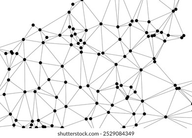 Abstract Polygonal Mesh with Black Nodes and Thin Lines, Creating a Minimalist Geometric Network Pattern