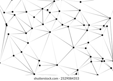 Abstract Polygonal Mesh with Black Nodes and Thin Lines, Creating a Minimalist Geometric Network Pattern