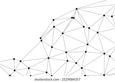 Abstraktes polygonales Netz mit schwarzen Knoten und dünnen Linien, das ein minimalistisches geometrisches Netzwerkmuster erzeugt