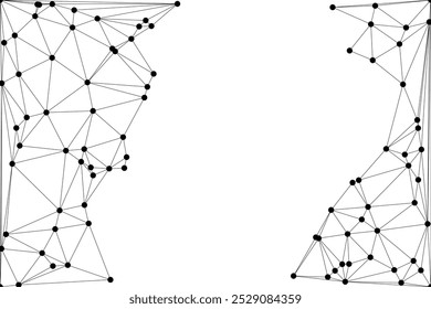 Abstraktes polygonales Netz mit schwarzen Knoten und dünnen Linien, das ein minimalistisches geometrisches Netzwerkmuster erzeugt