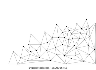 Abstract Polygonal Mesh with Black Nodes and Thin Lines, Creating a Minimalist Geometric Network Pattern