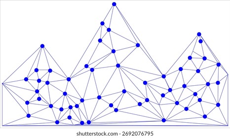 Abstraktes polygonales Netz mit schwarzen Knoten und dünnen Linien, das ein minimalistisches geometrisches Netzwerkmuster erzeugt