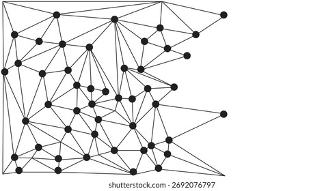 Abstract Polygonal Mesh with Black Nodes and Thin Lines, Creating a Minimalist Geometric Network Pattern