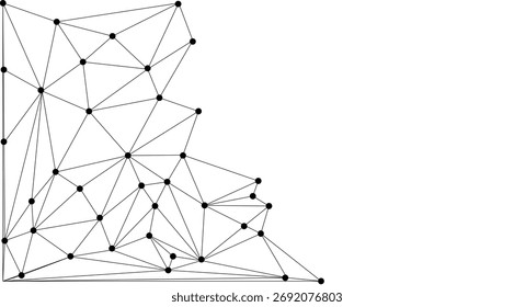 Abstract Polygonal Mesh with Black Nodes and Thin Lines, Creating a Minimalist Geometric Network Pattern